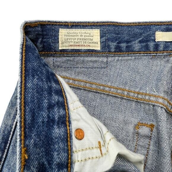 NWT LEVI'S Premium Wedgie Icon Fit Jean In Shut Up Blue Size 25 Frayed Hem - Picture 6 of 10